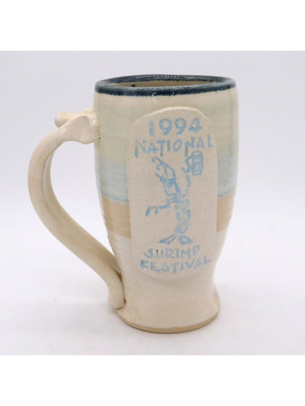 1994 National Shrimp Festival Pottery Mug Sea Oat Studio Signed Burrow LE 150